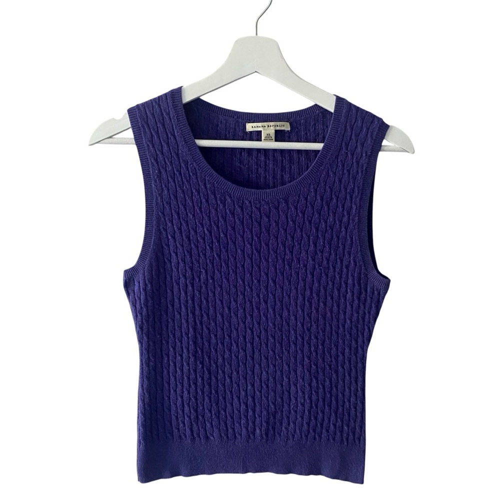 Banana Republic Purple Cable Knit Wool-Blend Pullover Vest Size XS